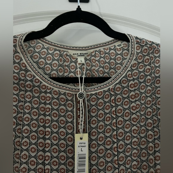 Max Studio Balloon Sleeve Button-Up Peplum Top - Picture 3 of 8